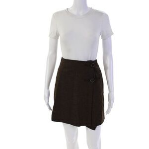 Blues Club Womens A-Line Casual Mini Lined Skirt Solid Brown Size 6